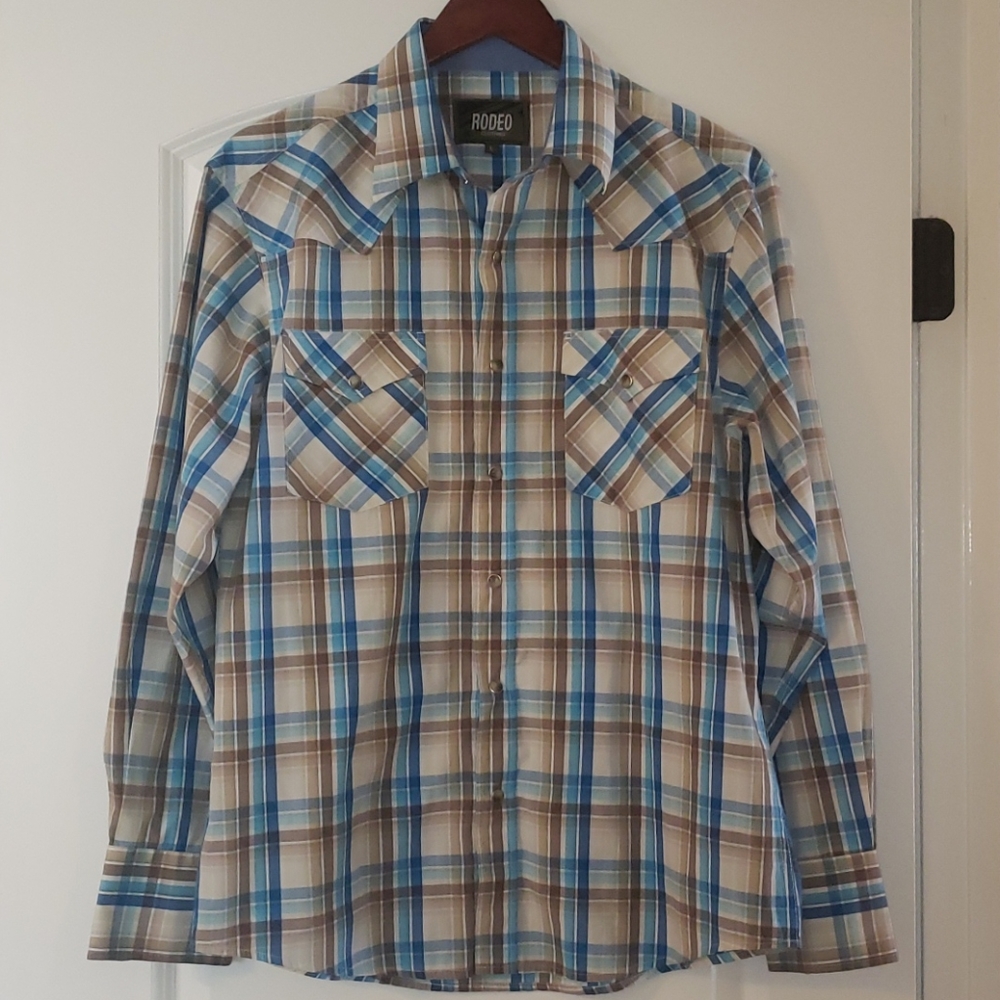 Long sleeve pearl snap button-down shirt - Picture 1 of 5